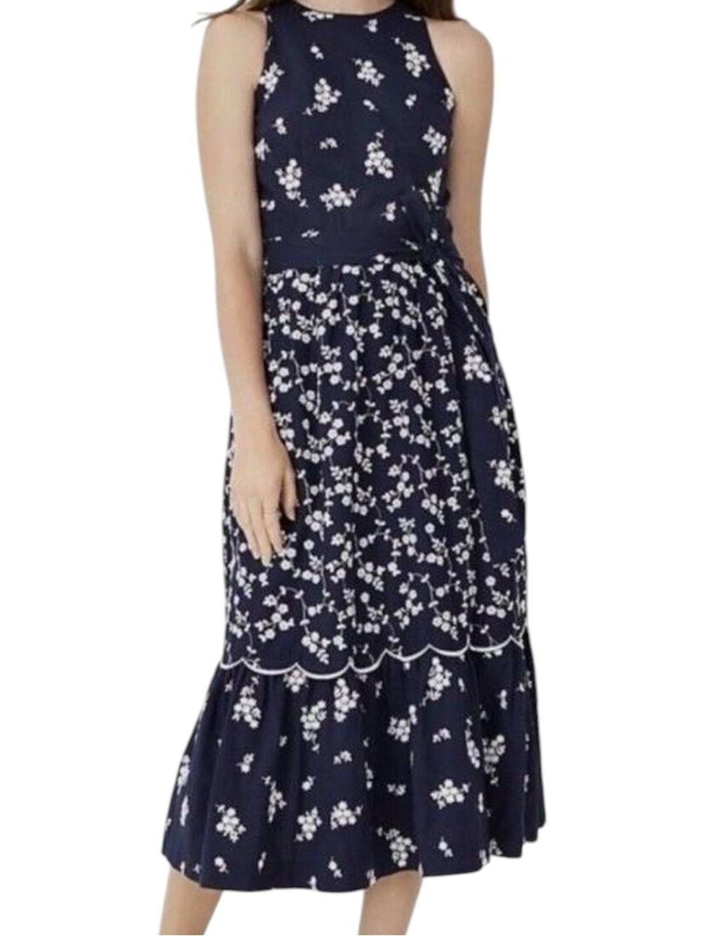Ann Taylor Navy Blue & White Floral Embroidered Maxi Dress Size 2